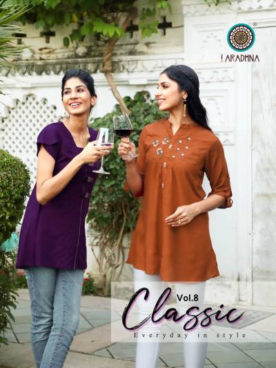 Classic Vol 8 By Aradhna Fancy Embroidered Short Kurti Collection